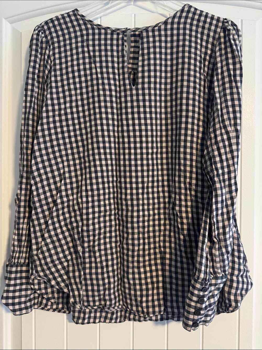 LOFT Black and White Gingham Blouse